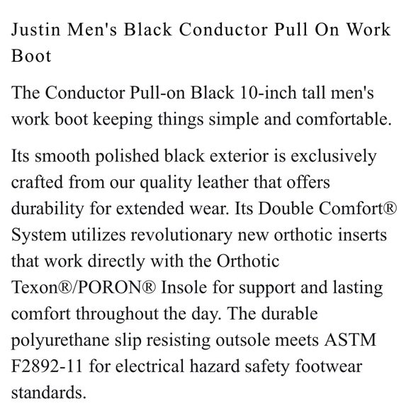 Justin Conductor Work Boots Style 4763 Size 9EEE - Picture 9 of 11